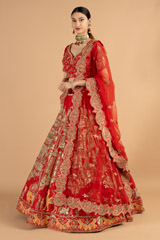 Embroidered red lehenga set5572 video